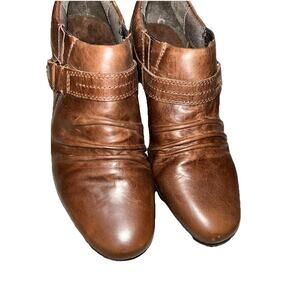 Romika Shoes Womens 37 Brown Leather Slip On Bootie Casual Comfort‎ Low US 6.5